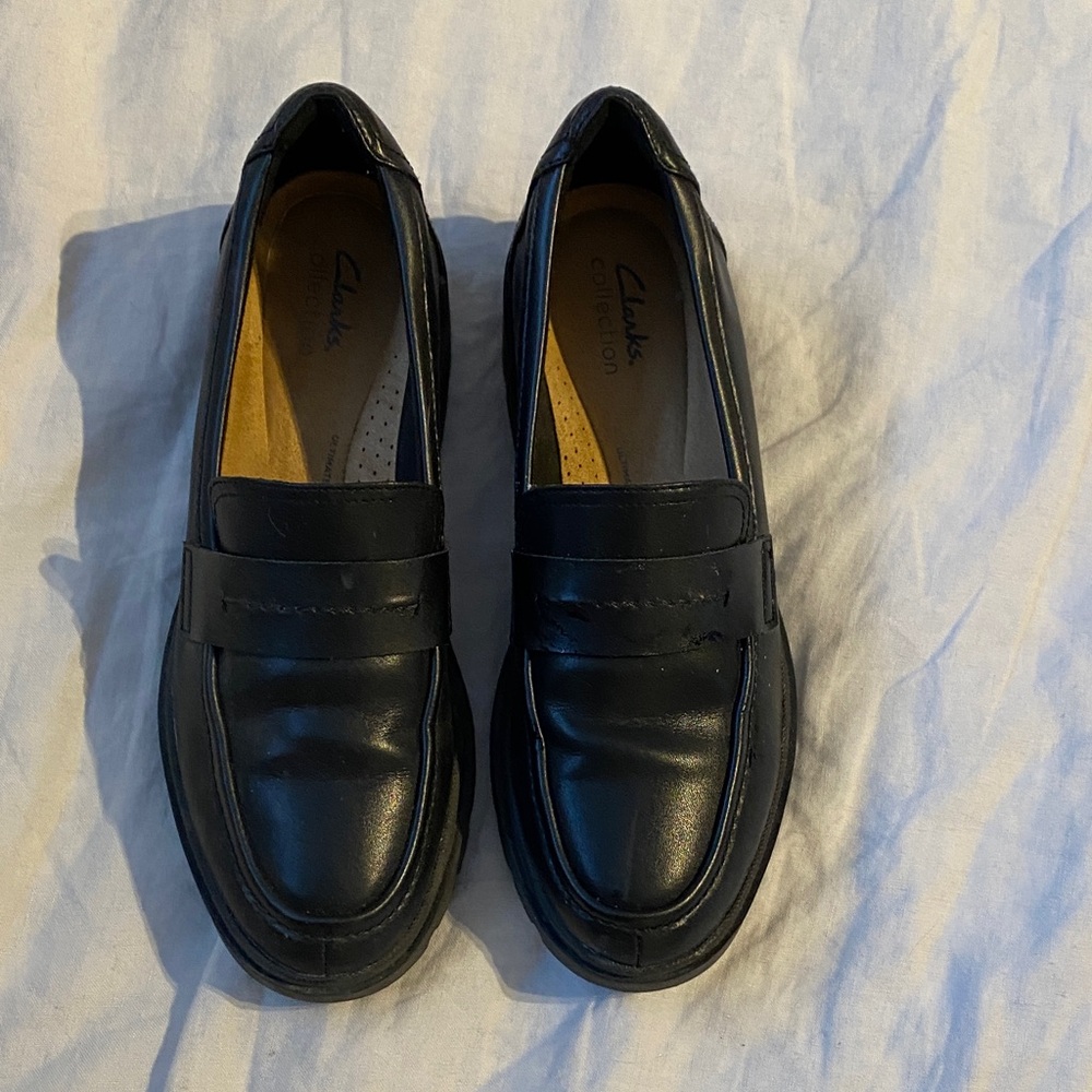 Clarks Women’s Classic Black Leather Loafers